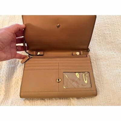 Michael Kors Jet Set Crossbody Clutch Wallet Ballet Saffiano Leather Bag Beige - Thumbnail 3