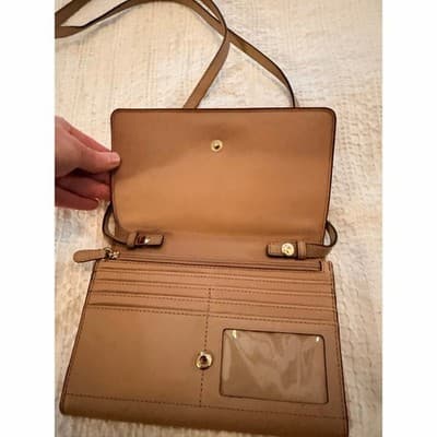 Michael Kors Jet Set Crossbody Clutch Wallet Ballet Saffiano Leather Bag Beige - Thumbnail 5