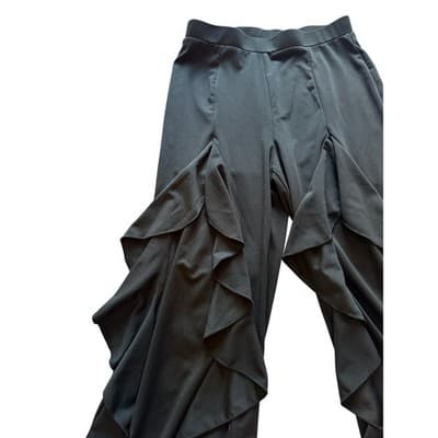 Adagio High Rise Open Wide Leg Ruffled Pants Black Size Medium NWOT - Thumbnail 5