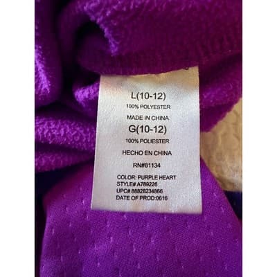 AVIA Girl’s Hooded Pull Over Long Sleeve Active Jacket Purple Size Large (10-12) - Thumbnail 11