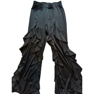 Adagio High Rise Open Wide Leg Ruffled Pants Black Size Medium NWOT - Thumbnail 3