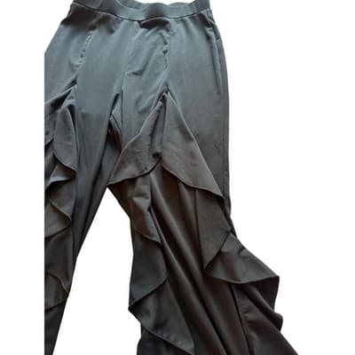 Adagio High Rise Open Wide Leg Ruffled Pants Black Size Medium NWOT - Thumbnail 6