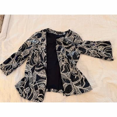 Picadilly Women’s 3/4 Sleeve Zip Up Career Dressy Jacket Black Size S/P NWOT - Thumbnail 2