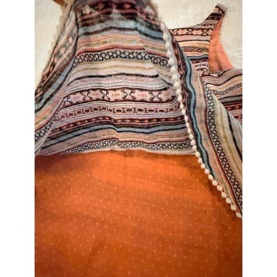 About A Girl Boho Tribal Stripe Sleeveless Layered Summer Top Orange Size Medium - Thumbnail 6