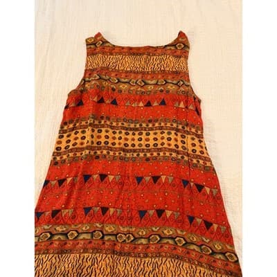 Canvasback Slip On Tribal Print Summer Sleeveless Maxi Dress Red Size Medium - Thumbnail 5