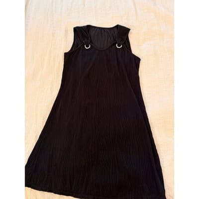 Women’s A-Line Silver Accent Strap Halter Sleeveless Dress Black Size Medium - Thumbnail 2