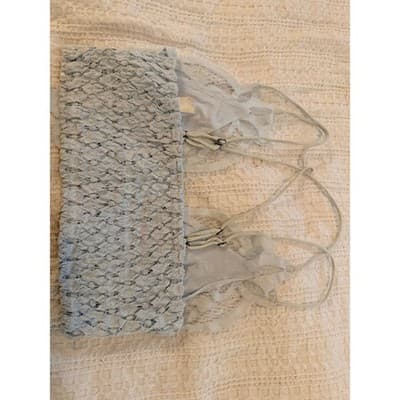 Free People ONE Powder Blue Lace Bralette Halter Crop Top Boho Size Small - Thumbnail 6