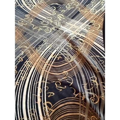 Stretch Three Quarter Length Sleeve Embellished Waist Top Black Gold Size 2 - Thumbnail 6