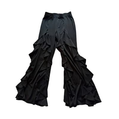 Adagio High Rise Open Wide Leg Ruffled Pants Black Size Medium NWOT - Thumbnail 2