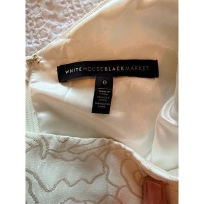 White House Black Market Floral Fit and Flare Cocktail Party Dress Ivory Size 0 - Thumbnail 17