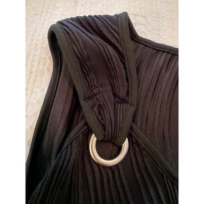 Women’s A-Line Silver Accent Strap Halter Sleeveless Dress Black Size Medium - Thumbnail 4