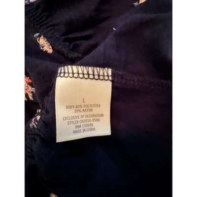 Francesca's Mi Ami Babydoll Peplum Floral Embroidered Crop Top Navy Blue Large - Thumbnail 4