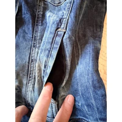 Venus Cropped Denim Jeans Jacket Lace Detail Button Up Blue Wash Size 10 EUC - Thumbnail 16