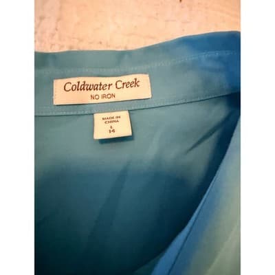 Coldwater Creek Button Down Professional Office Work Long Sleeve Top Blue 14NWOT - Thumbnail 3