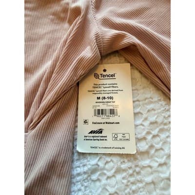 AVIA Women’s Wrap Front Long Sleeve Active Top Beige Ruched Stretch Size M NWT - Thumbnail 5