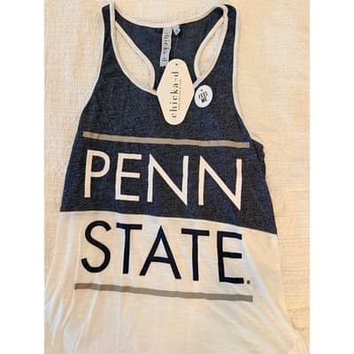 Penn State Nittany Lions Women's Racerback Design Loose Tank Top White Blue M - Thumbnail 9