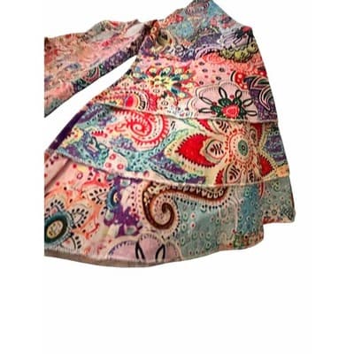 Women’s Boho Paisley Print Dress Multicolor V-Neck Ruffle Sleeve Casual Size - Thumbnail 4