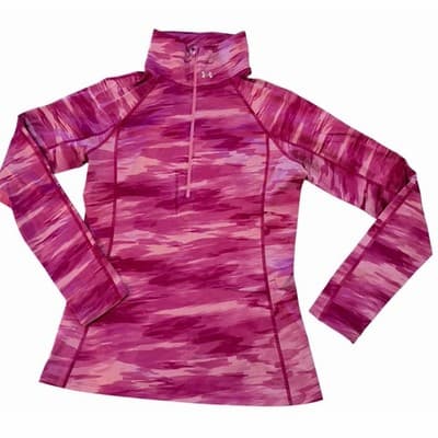Under Armour Athletic ColdGear Fitted Half Zip Pull Over Jacket Pink Fuscia L - Thumbnail 2