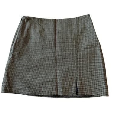 Old Navy Fully Lined Heritage Houndstooth Mini Skirt Black White Size Medium EUC - Thumbnail 2