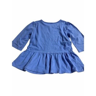 Crown & Ivy Sea Girls Club Print Ruffle Peplum Long Sleeve Top Blue Size 4T - Thumbnail 5