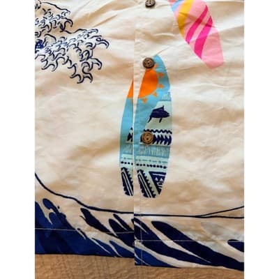 Spicy Tuna Hawaiian Shirt Surfboard Wave Print Button Up Short Sleeve Men L NWT - Thumbnail 8