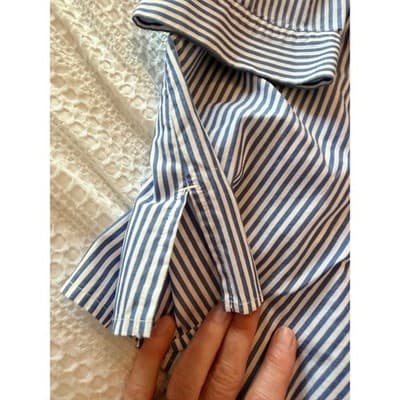 Chico’s Button Down Floral Embroidery Stripe Pattern Long Sleeve Shirt Blue 0 - Thumbnail 10