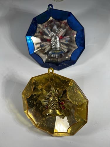 Vintage Jewel Brite Jewelbrite Decagon Diorama Plastic Reflecter Ornaments 2 Pc - Thumbnail 2