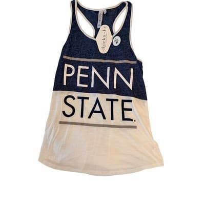 Penn State Nittany Lions Women's Racerback Design Loose Tank Top White Blue M - Thumbnail 2