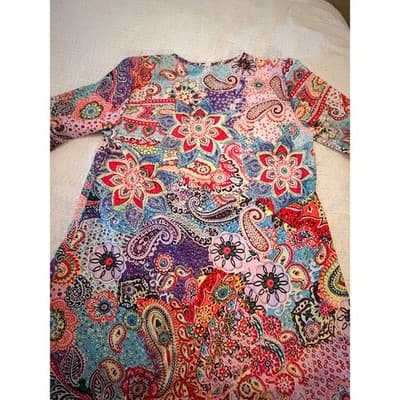 Women’s Boho Paisley Print Dress Multicolor V-Neck Ruffle Sleeve Casual Size - Thumbnail 9