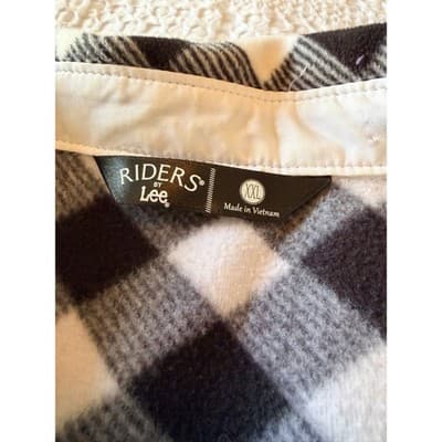 Rider Woman's Button Up Fleece Buffalo Plaid Long Sleeve Shirt Black XXL - Thumbnail 5