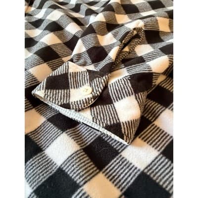 Rider Woman's Button Up Fleece Buffalo Plaid Long Sleeve Shirt Black XXL - Thumbnail 3