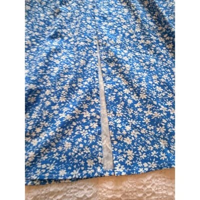 SHEIN Floral Print Square Neckline Puff Sleeves Midi Dress Blue White 2 - Thumbnail 4