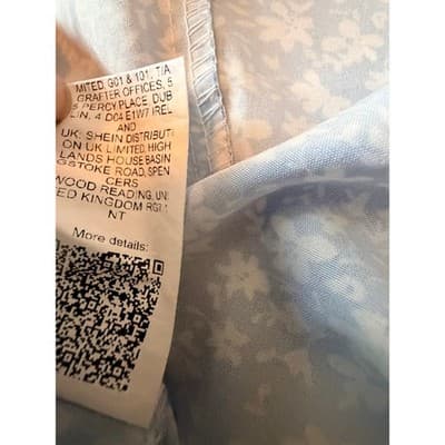 SHEIN Floral Print Square Neckline Puff Sleeves Midi Dress Blue White 2 - Thumbnail 12