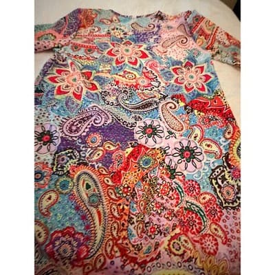 Women’s Boho Paisley Print Dress Multicolor V-Neck Ruffle Sleeve Casual Size - Thumbnail 14