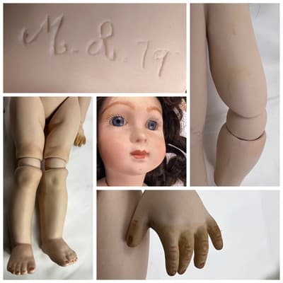 RARE Montastiers & Perier Marked Doll Full Body Porcelain Bisque Ball Jointed - Thumbnail 3