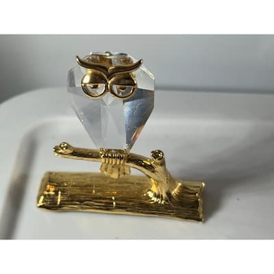 Crystal Owl Collectible Figurine Gold - Thumbnail 3