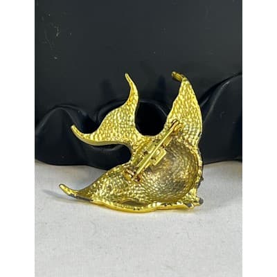 Vintage Jewelry Gold Tone Angelfish Brooch Pin 2.5" - Thumbnail 9
