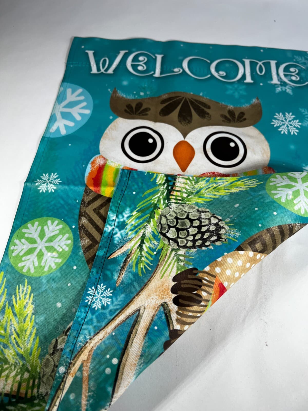 Whimsical Holiday Cute Owl Colorful Christmas Garden Yard Flag 12 x 18 in NEW - Thumbnail 3