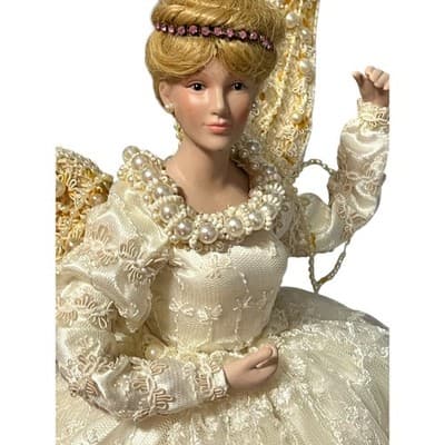 Gorgeous Vintage Porcelain Face Angel Christmas Tree Topper Victorian Elegant - Thumbnail 7