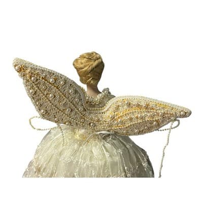 Gorgeous Vintage Porcelain Face Angel Christmas Tree Topper Victorian Elegant - Thumbnail 11