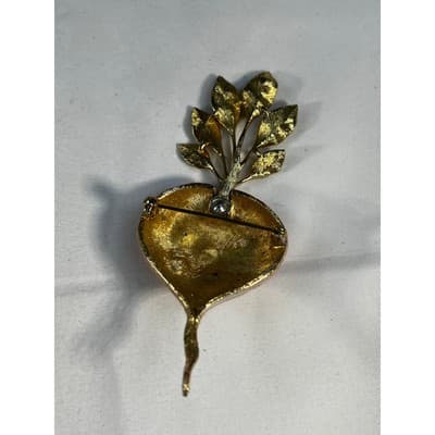 Vintage Radish Turnip Brooch Pin Multicolor Rhinestones Statement Jewelry RARE - Thumbnail 5