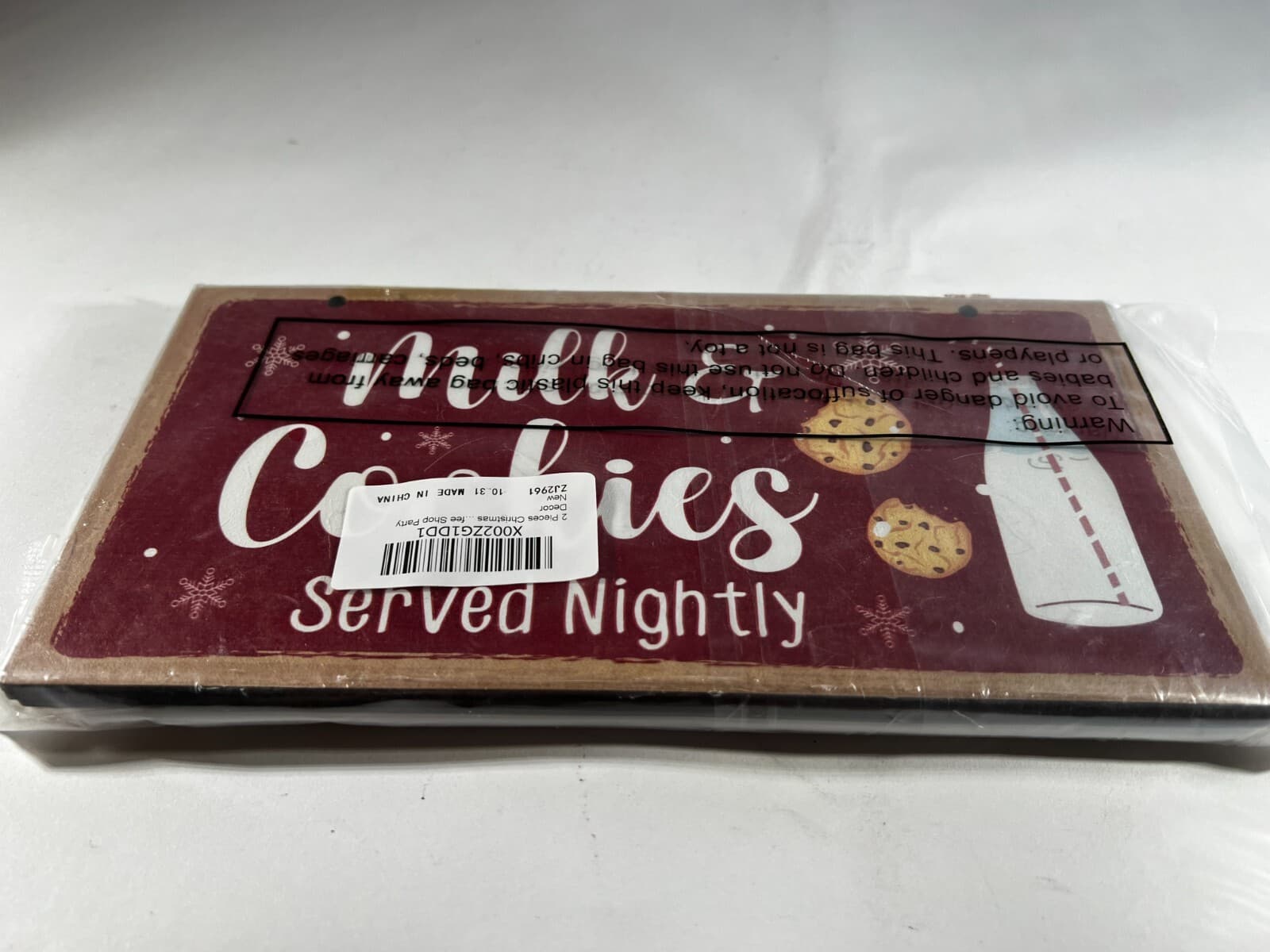 Christmas Decor Wooden Signs Set of 2 Cookies Milk Served Nighty Eat Drink Merry - Thumbnail 2