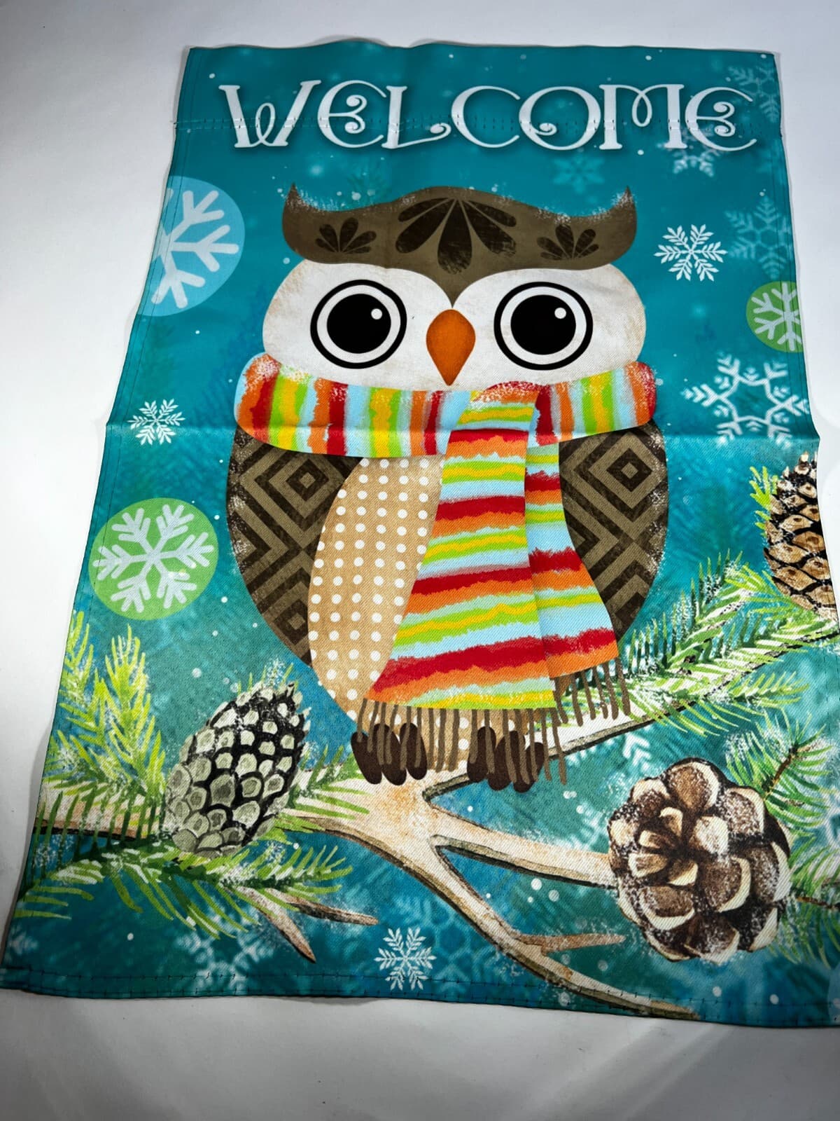 Whimsical Holiday Cute Owl Colorful Christmas Garden Yard Flag 12 x 18 in NEW - Thumbnail 4