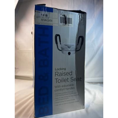 New Locking Raised Toilet Seat Equate IOB Adjustable Comfort Handles Homehealth - Thumbnail 3