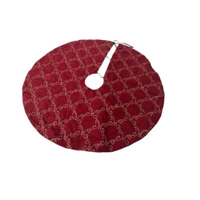Gorgeous Victorian Elegant Christmas Tree Skirt 55” Burgundy and Gold Design EUC - Thumbnail 5