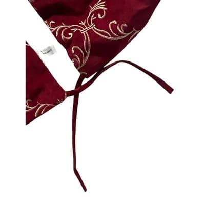 Gorgeous Victorian Elegant Christmas Tree Skirt 55” Burgundy and Gold Design EUC - Thumbnail 3