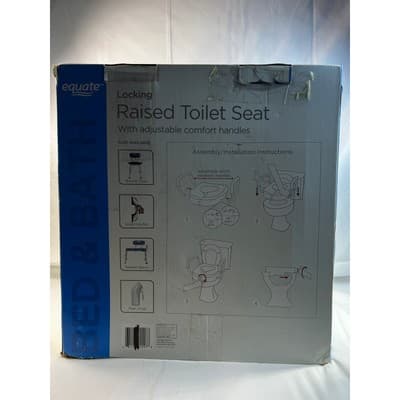 New Locking Raised Toilet Seat Equate IOB Adjustable Comfort Handles Homehealth - Thumbnail 11