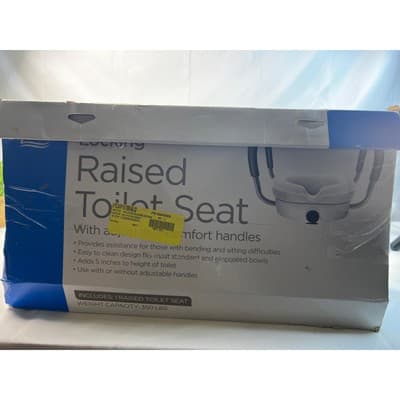 New Locking Raised Toilet Seat Equate IOB Adjustable Comfort Handles Homehealth - Thumbnail 12