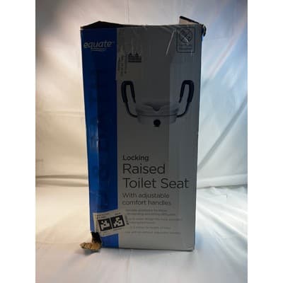 New Locking Raised Toilet Seat Equate IOB Adjustable Comfort Handles Homehealth - Thumbnail 4