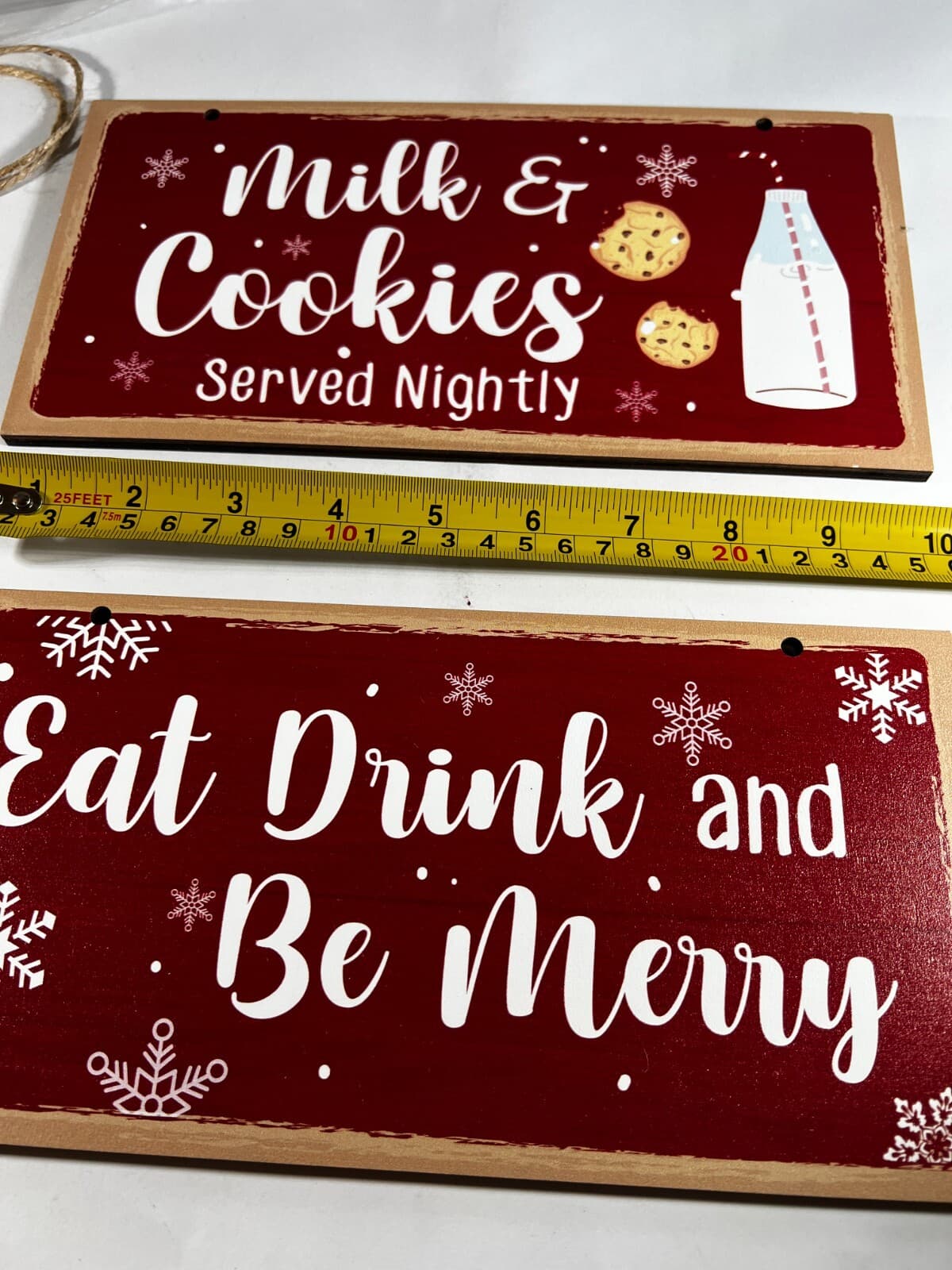 Christmas Decor Wooden Signs Set of 2 Cookies Milk Served Nighty Eat Drink Merry - Thumbnail 8